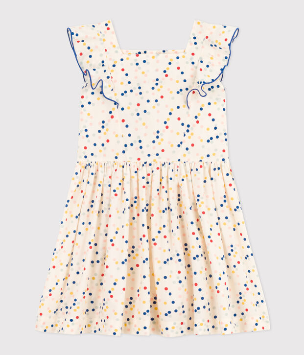 Girls' Sleeveless Printed Poplin Dress white/multicolor