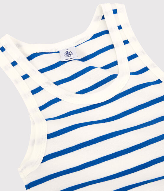 Women's Iconic Organic Cotton Vest Top MARSHMALLOW white/DELFT blue