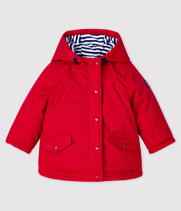Baby boy's mid-length parka red