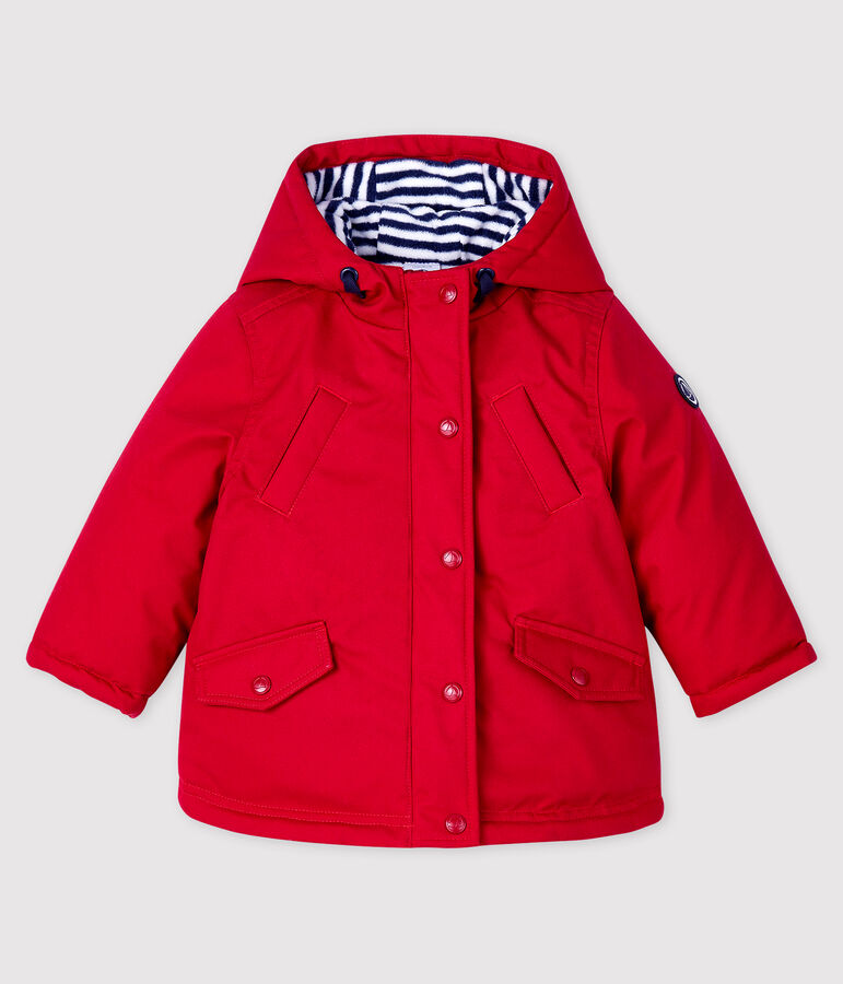 Baby boy's mid-length parka red