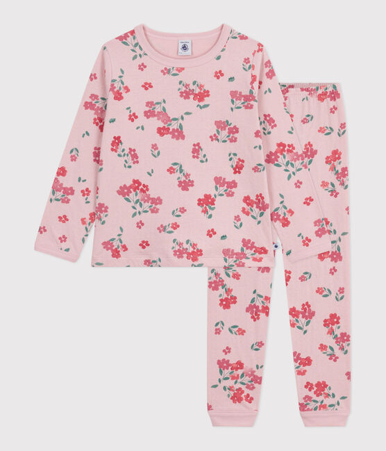 Children's floral printed tube knit pyjamas JOLI pink/MULTICO white