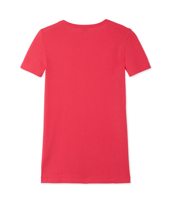 Women's original rib V-neck T-shirt GEISHA pink