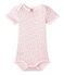 Baby girls' short-sleeved printed bodysuit VIENNE pink/MULTICO white