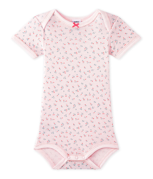 Baby girls' short-sleeved printed bodysuit pink/multicolor