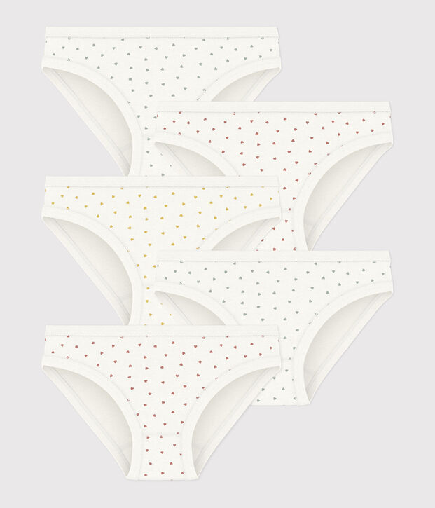 Girls' Mini Heart Patterned Cotton Briefs - 5-Pack multicolor