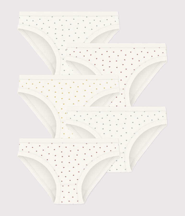 Girls' Mini Heart Patterned Cotton Briefs - 5-Pack multicolor