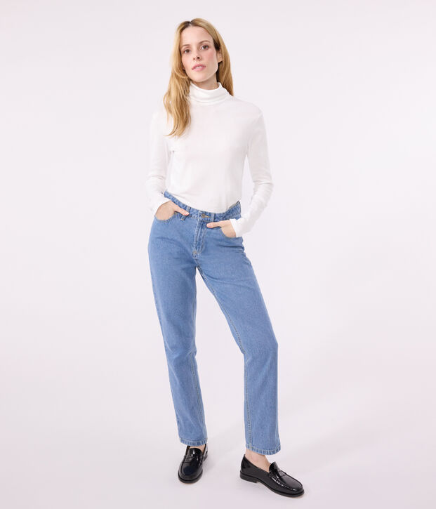 Women's Iconic roll neck cotton T-shirt white