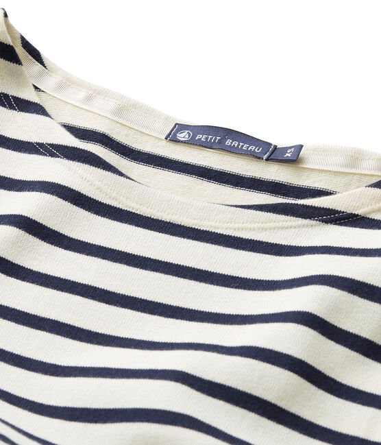 Women's sailor top in heavy jersey COQUILLE beige/SMOKING blue