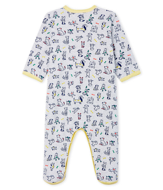 Baby Boys' Ribbed Sleepsuit POUSSIERE grey/MULTICO white