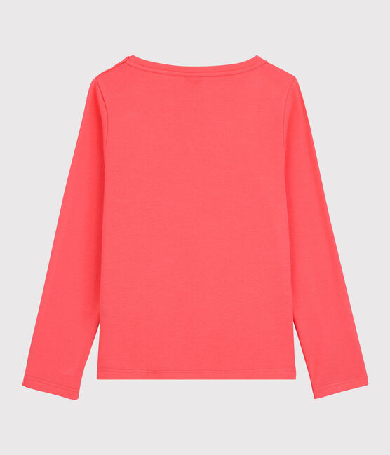 Girls' Long-Sleeved Cotton T-Shirt PEACHY orange