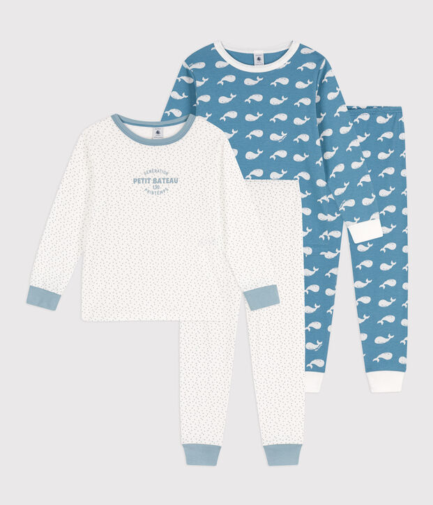 Boys' Whale Themed Cotton Pyjamas - 2-Pack multicolor