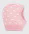 Babies' heart print balaclava in wool and cotton pink/white