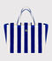WOMEN'S STRIPED TERRYCLOTH BEACH BAG  SURF blue/MARSHMALLOW white