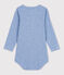 Babies' Long-Sleeved Cotton Henley Bodysuit SKY