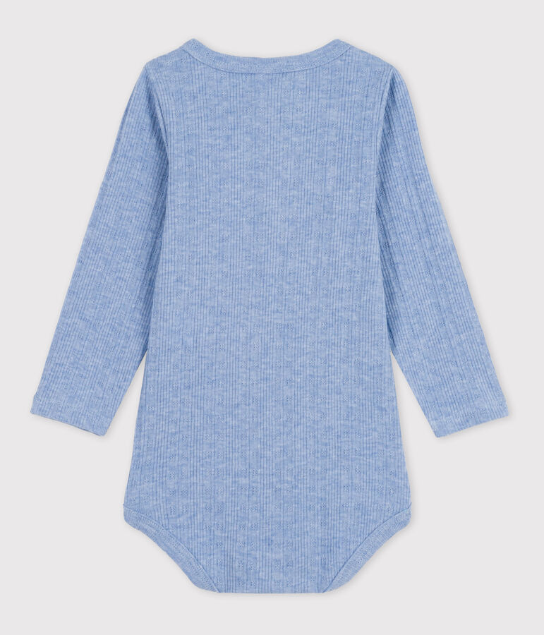 Babies' Long-Sleeved Cotton Henley Bodysuit blue