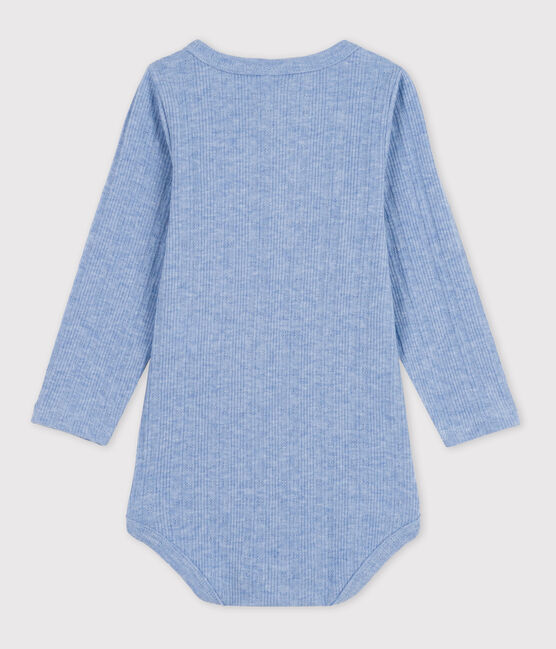 Babies' Long-Sleeved Cotton Henley Bodysuit SKY