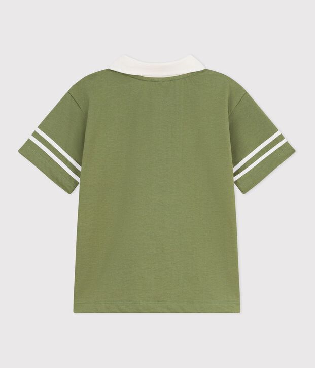 Children's short-sleeved cotton polo shirt green