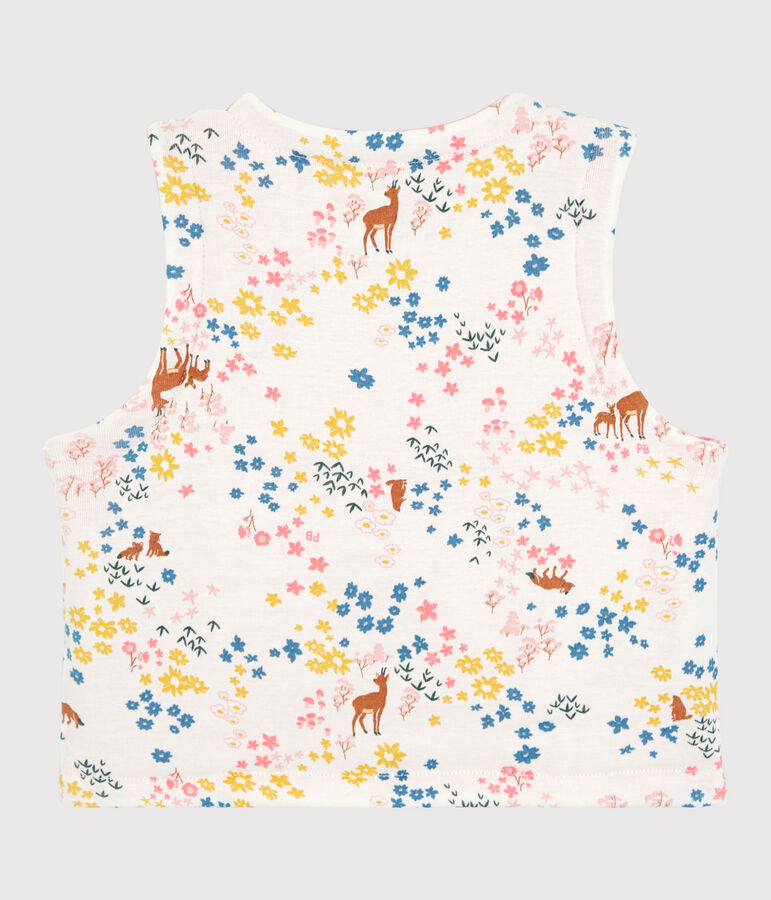 Baby Girls' Reversible Padded Organic Cotton Cardigan MARSHMALLOW white/MULTICO white