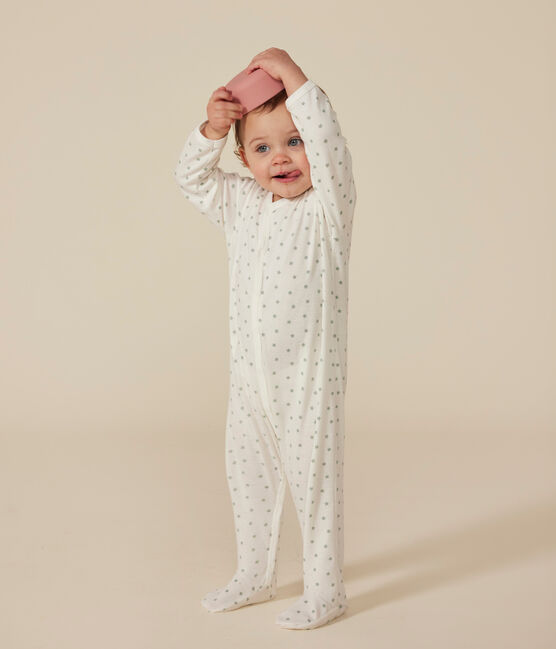 Babies' Starry Cotton Pyjamas MARSHMALLOW white/HERBIER