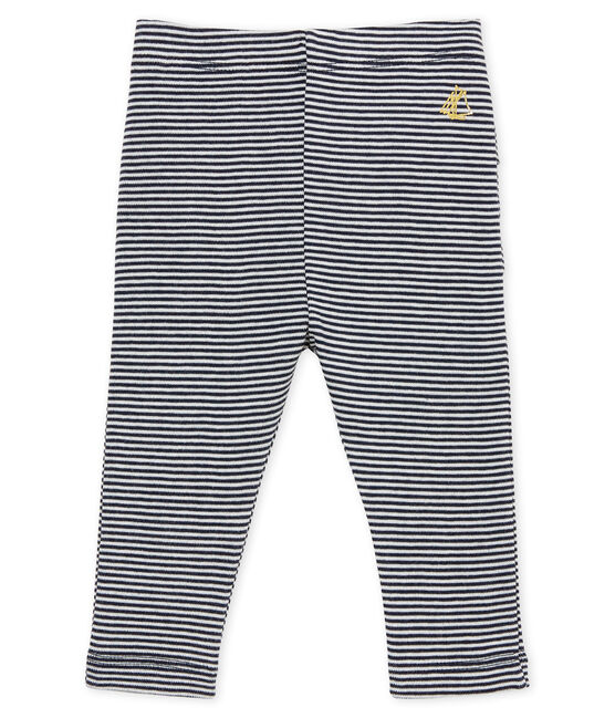 Baby girls' pinstriped leggings SMOKING blue/MARSHMALLOW white