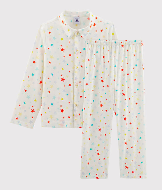 Boys' Twill Pyjamas MARSHMALLOW white/MULTICO white