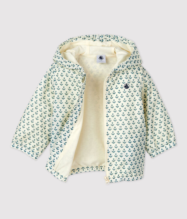 Babies' Recycled Polyester Windbreaker Ecru/green