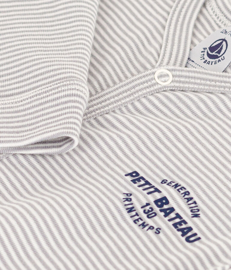 Babies' Footless Pinstriped Cotton Pyjamas grey/white
