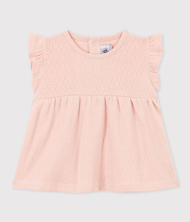 Babies' Sleeveless Openwork Knit Blouse pink