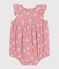 Babies' sleeveless floral print cotton gauze rompers CHARME pink/MARSHMALLOW white