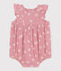Babies' sleeveless floral print cotton gauze rompers