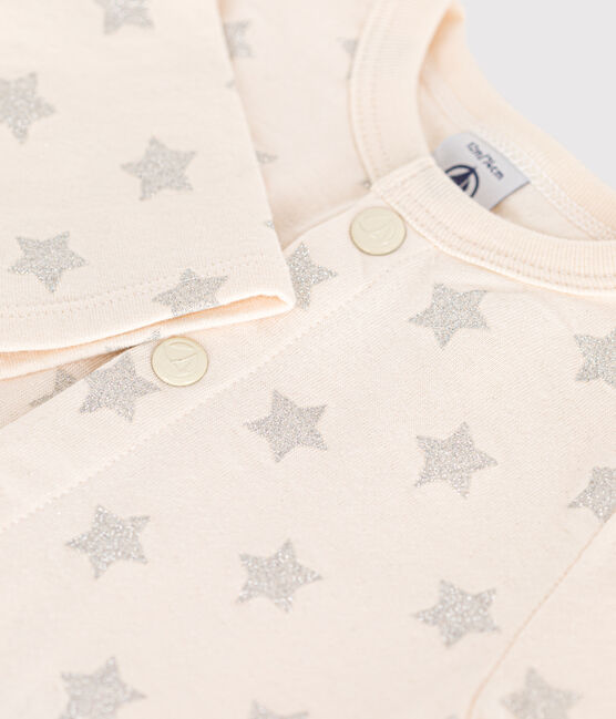 Rib knit star print cardigan for baby AVALANCHE beige/ARGENT