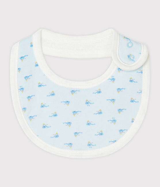 Rib knit baby bibs FRAICHEUR blue/MULTICO white