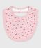Newborn babies' printed cotton bib JOLI pink/MULTICO white