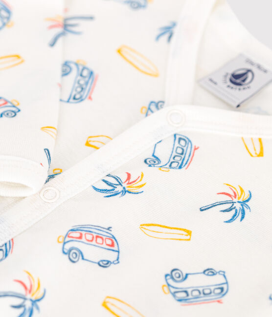 Babies' van design cotton pyjamas MARSHMALLOW white/MULTICO white