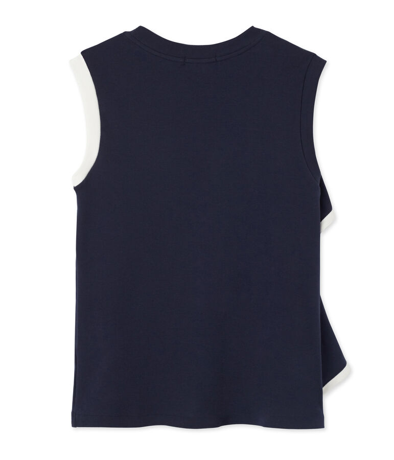 Top femme sans manches &agrave; volant blue