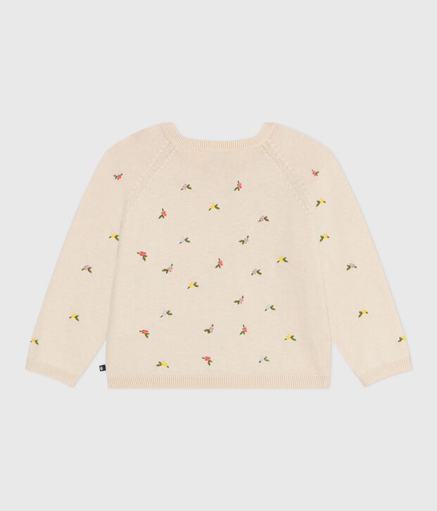 Children's wool and cotton cardigan with embroidered motifs Ecru/multicolor