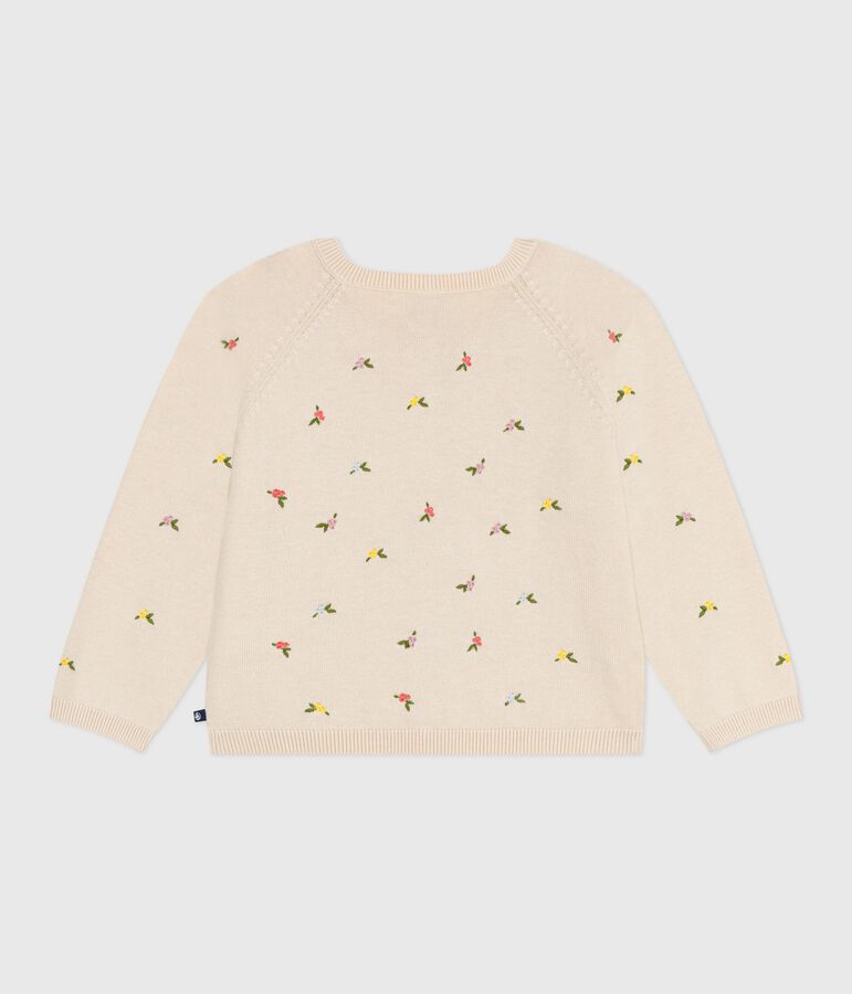 Children's wool and cotton cardigan with embroidered motifs Ecru/multicolor