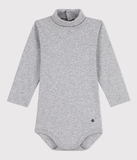 Babies' Long-Sleeved Roll Neck Cotton Bodysuit FUMEE CHINE grey