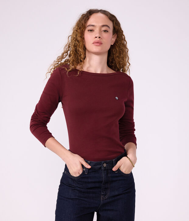 Women's sailor collared cotton T-shirt with long sleeves TRUFFE