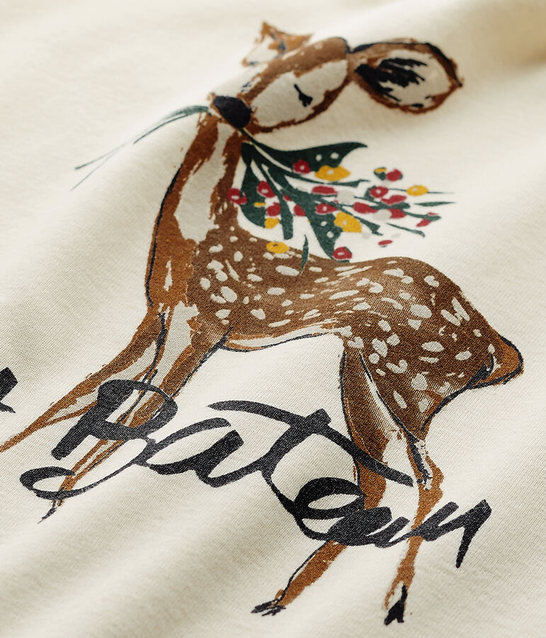 Girl's long-sleeved tee with motif white/red