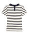 Girls' Short-Sleeved T-Shirt COQUILLE beige/ABYSSE blue