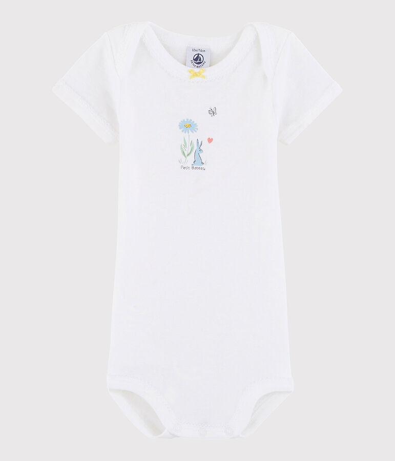 Baby Girls' Short-Sleeved Bodysuit white