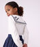 Children's long-sleeved plain cotton blouse with a collar white