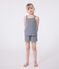 Children's short stripy strappy pyjamas SMOKING blue/MARSHMALLOW white