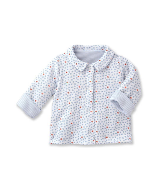 Unisex baby padded reversible milleraies jacket  FRAICHEUR blue/ECUME white