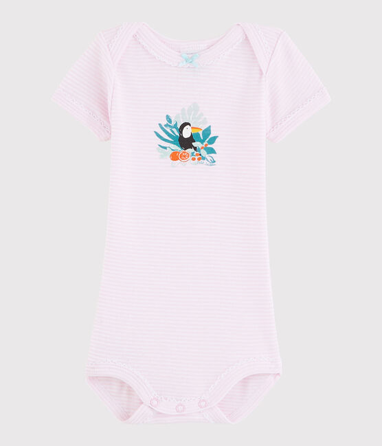 Baby Girls' Short-Sleeved Bodysuit DOLL pink/ECUME white