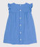 Babies' Sleeveless Plain Cotton Gauze Dress EDNA blue