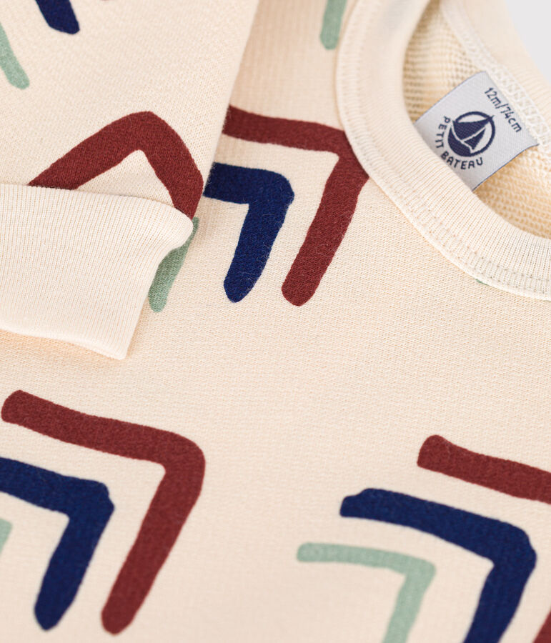 Babies' Fleece Sweatshirt Ecru/blue/multicolor
