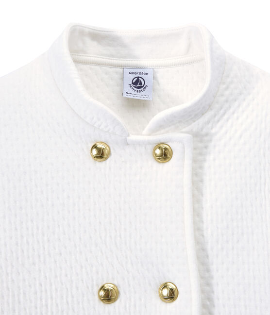 Girl's quilted double knit coat MARSHMALLOW white