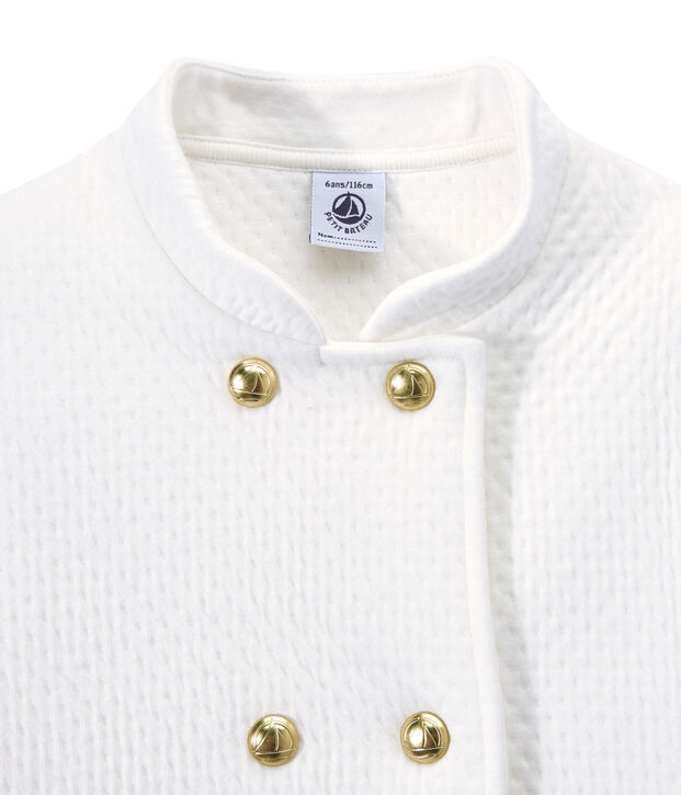 Girl's quilted double knit coat white